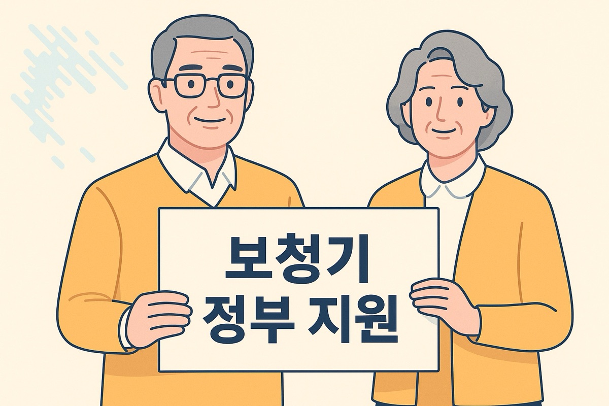 보청기 정부 지원 안내 — 노부부 일러스트